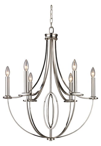 Six Light Polished Nickel Up Chandelier - Style: 7264392