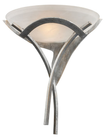 One Light Tarnished Silver White Faux-Alabaster Glass Wall Light - Style: 7263840