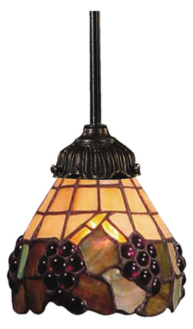 One Light Tiffany Bronze Down Mini Pendant - Style: 7263934