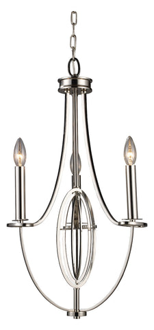Three Light Polished Nickel Up Chandelier - Style: 7264388