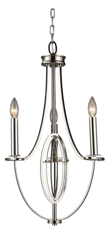 Three Light Polished Nickel Up Chandelier - Style: 7264390