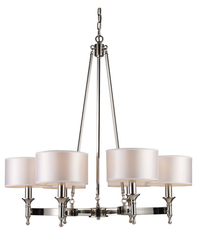 Six Light Polished Nickel Drum Shade Chandelier - Style: 7264396