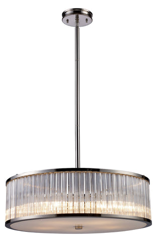 Five Light Polished Nickel Drum Shade Pendant - Style: 7264408