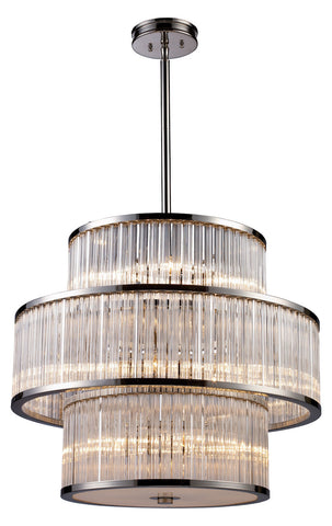 Fifteen Light Polished Nickel Drum Shade Pendant - Style: 7264410