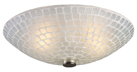 Two Light Satin Nickel White Mosaic Glass Bowl Flush Mount - Style: 7264416