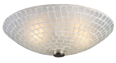 Two Light Satin Nickel White Mosaic Glass Bowl Flush Mount - Style: 7264418