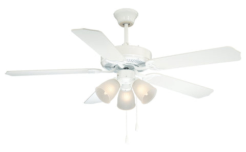 Three Light White Satin White Frosted Glass Ceiling Fan - Style: 7292866